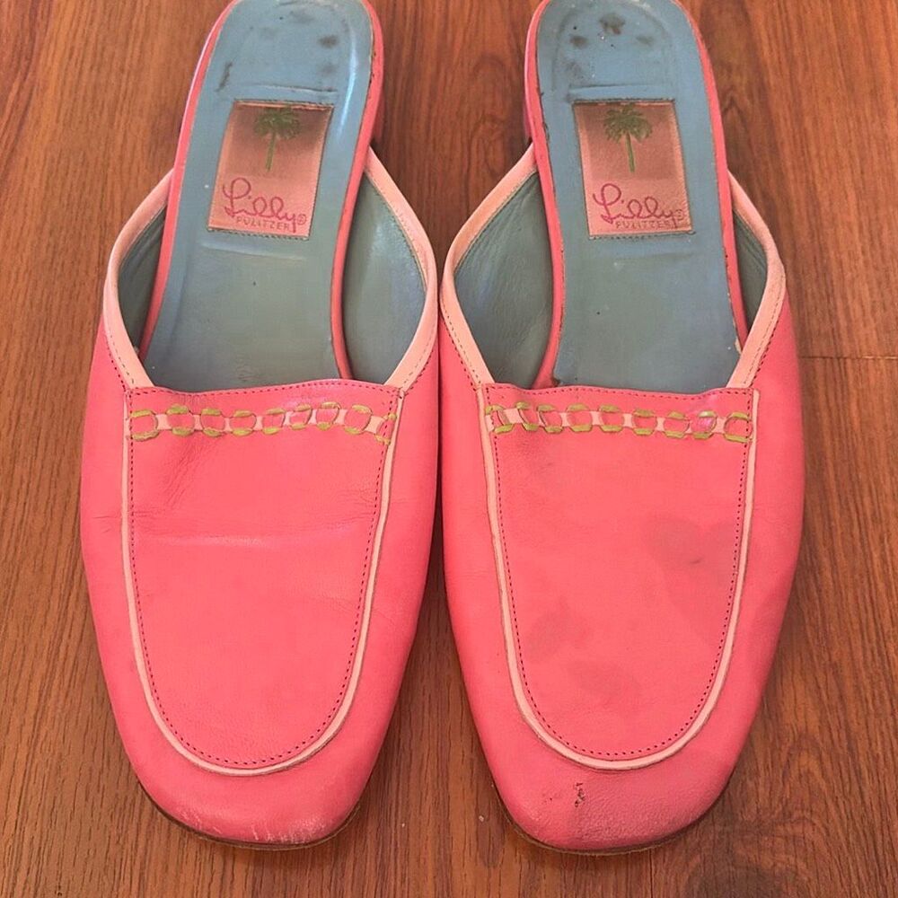 Lily Pulitzer Vintage pink leather mule flats 8